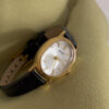 Vintage Oval Gold/Silver Face Black/Brown Leather Watch