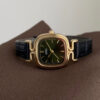Vintage Emerald Green Square Leather Watch