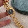 Chic Black/White Square Face Gold Bracelet Watch