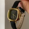 Women's Square Face Brown/Black/White Leather Watch