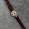 Colorful Round Face Brown Leather Watch for Ladies