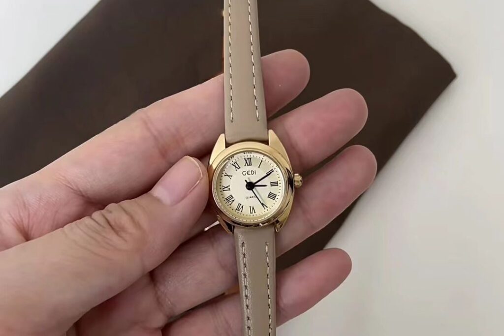 Minimalist Brown/Grey Roman Numeral Dial Leather Watch