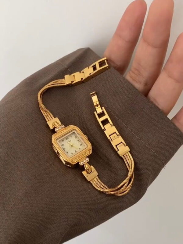 Vintage Style Small Square Face Gold Bracelet Watch
