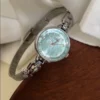 Dainty Mint-green Mother of Pearl Dial Ladies Watch Slim Silver Mesh Bracelet Watch for Women