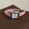 Rectangle Roman Numeral Dial Pink/Brown Leather Watch