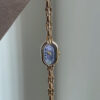 Minimalist Beige/Blue Oval Face Gold Bracelet Watch