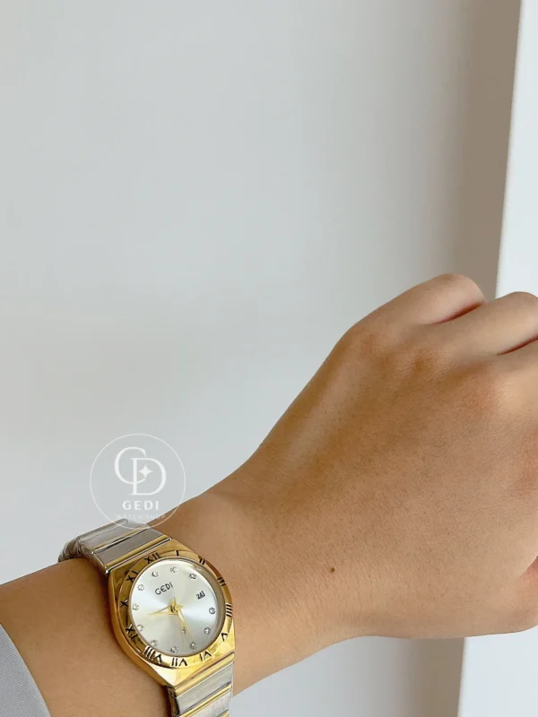 Gold＆Silver Two-tone Round Face Ladies Watch