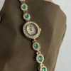 Vintage Zircon Small Oval Face Gold Bracelet Watch