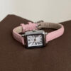 Rectangle Roman Numeral Dial Pink/Brown Leather Watch