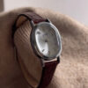 Vintage Oval Gold/Silver Face Black/Brown Leather Watch