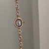 Vintage Zircon Small Oval Face Gold Bracelet Watch