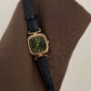 Vintage Emerald Green Square Leather Watch