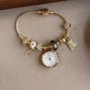 Dainty Gold Round Charms Bracelet Watch
