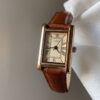 Vintage Rectangle Beige Face Brown/Black Leather Watch