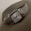 Minimalist Silver Mesh Bracelet Watch for Women Square Face Ladies Watch