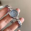 White/Blue Mother of Pearl Round Face Silver Bracelet Watch