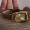 Minimalist Gold Rectangle Orange/Grey Genuine Leather Watch