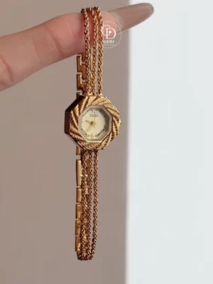 Chic golden Chain Watch With Octagonal Dial