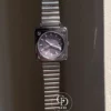 Square Silver Watch with Lavender Dial for Women