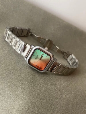 Cool Gradient Color Square Face Silver Bracelet Watch