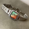 Cool Gradient Color Square Face Silver Bracelet Watch