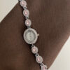 Vintage Zircon Small Oval Face Silver Bracelet Watch