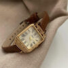 Minimalist Black/Brown Rectangle Small Face Leather Watch