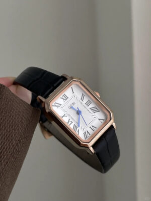 Vintage Roman Numeral Dial Brown/Black Leather Watch