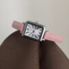 Rectangle Roman Numeral Dial Pink/Brown Leather Watch