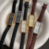 Minimalist Black/Brown Rectangle Face Leather Watch