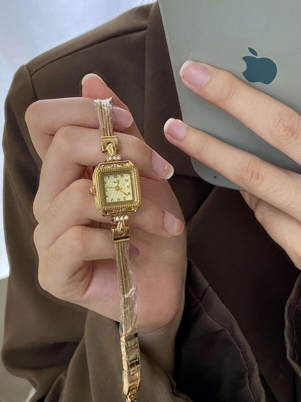Vintage Style Small Square Face Gold Bracelet Watch