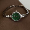 Minimalist Style Green Round Face Silver Bracelet Watch