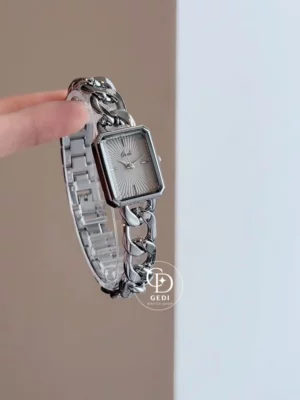 Chic Rectangular Silver Bracelet Women's Watch
