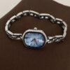 Dainty Blue Mother of Pearl Face Silver Bracelet Watch