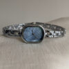 Dainty Mother of Pearl Oval Face Silver Bracelet Watch