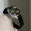 Minimalist Green/White Square Face Leather Watch