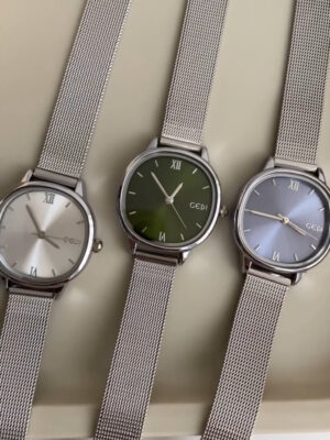 Chic Silver/Green/Blue Square Face Women's Watch