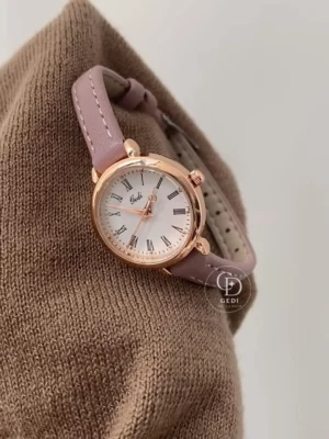 Classic Womens Watches Golden Watch with Brown Strap