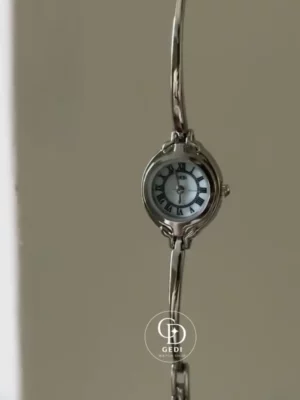 GEDI257-1 Silver Watch for Petite Wrist Vintage Roman Numeral Women's Watch