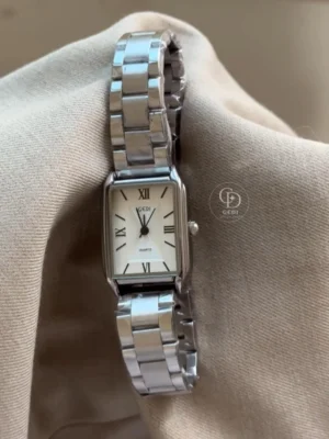 GEDI358-2 Chic Silver Rectangle Face Bracelet Watch for Women
