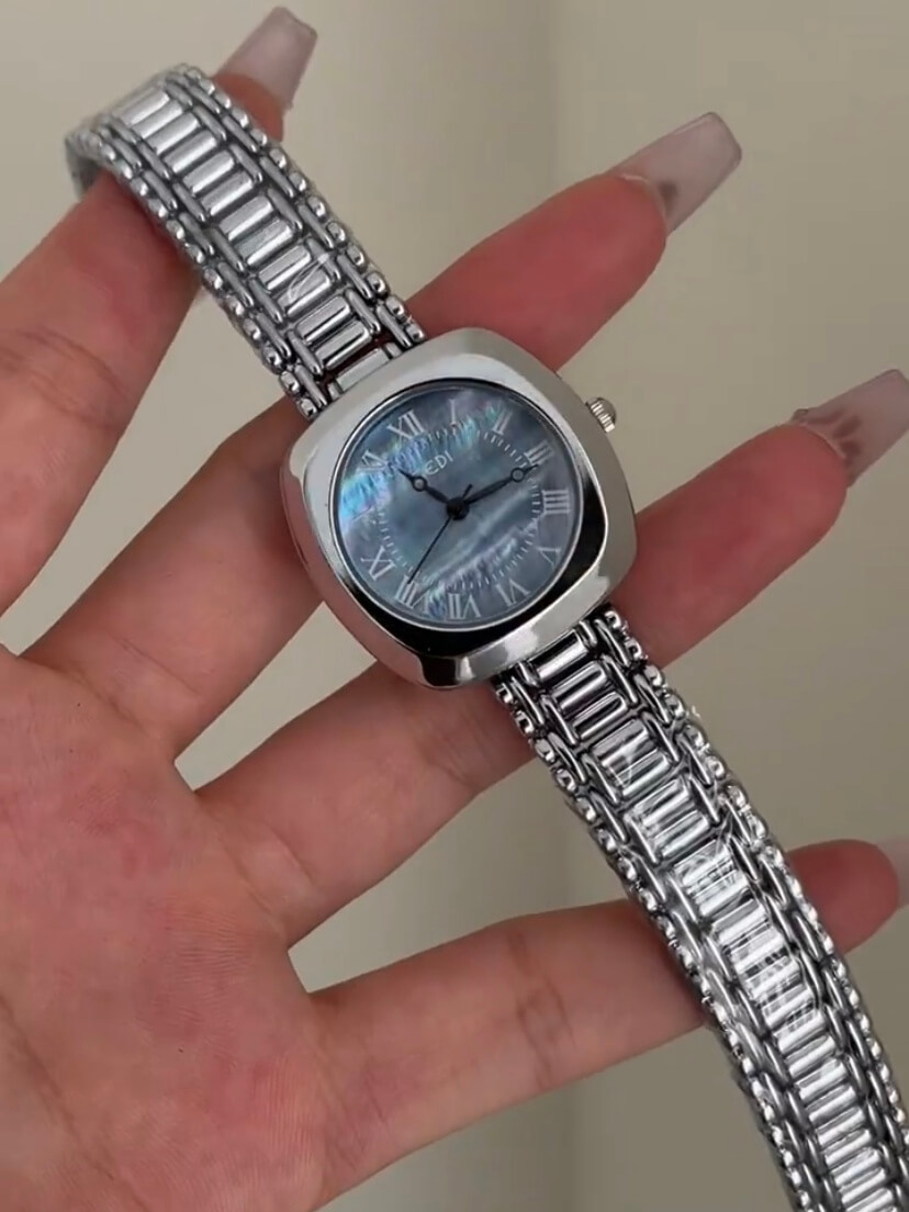 Blue Mother of Pearl Square Face Bracelet Watch