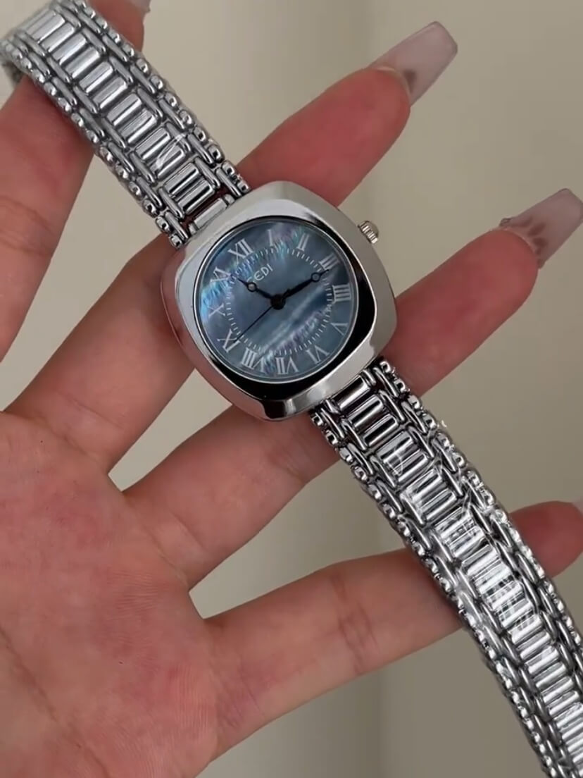 Blue Mother of Pearl Square Face Bracelet Watch