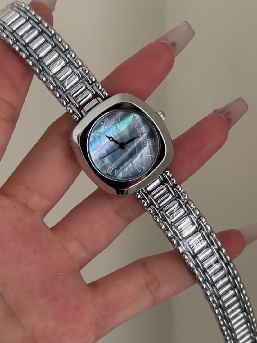 Blue Mother of Pearl Square Face Bracelet Watch