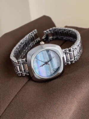 Blue Mother of Pearl Square Face Bracelet Watch