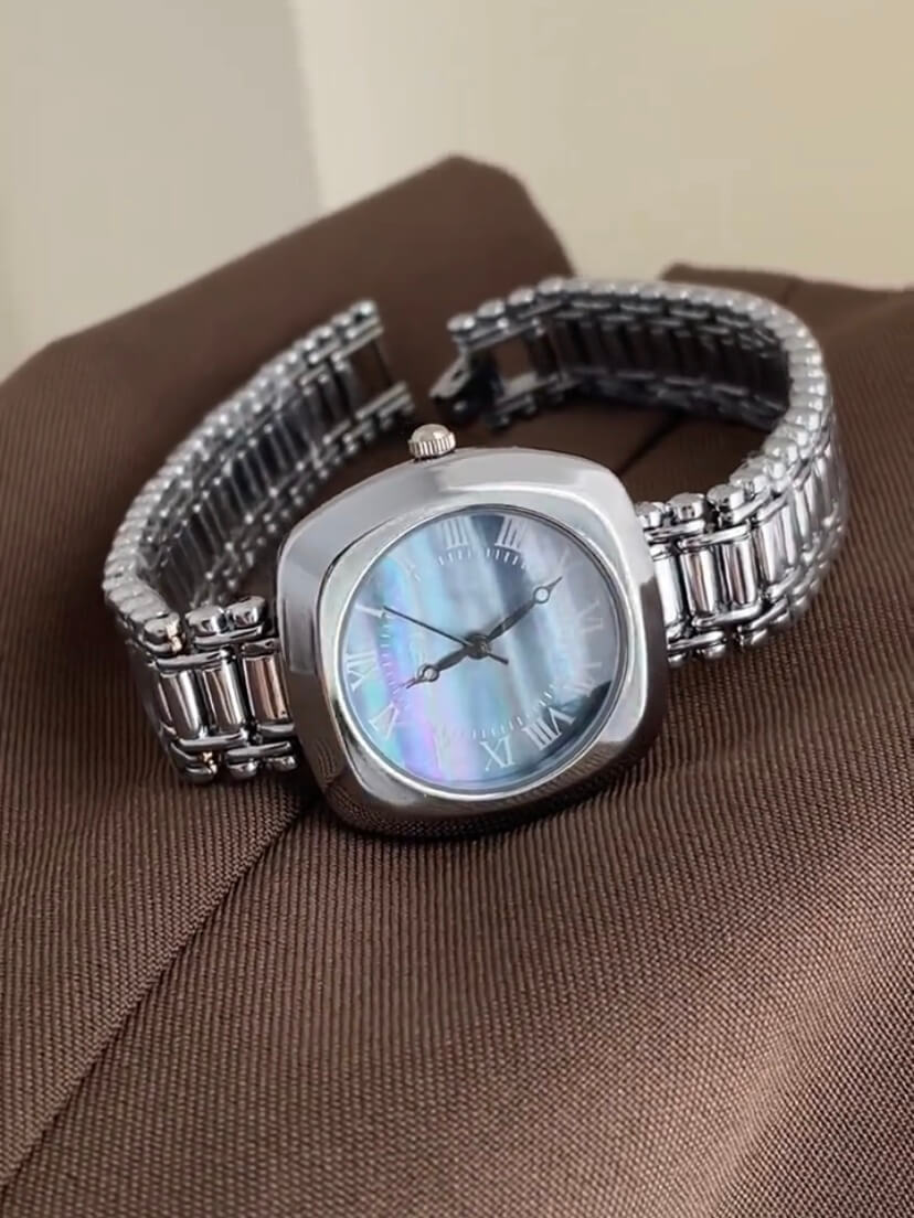 Blue Mother of Pearl Square Face Bracelet Watch