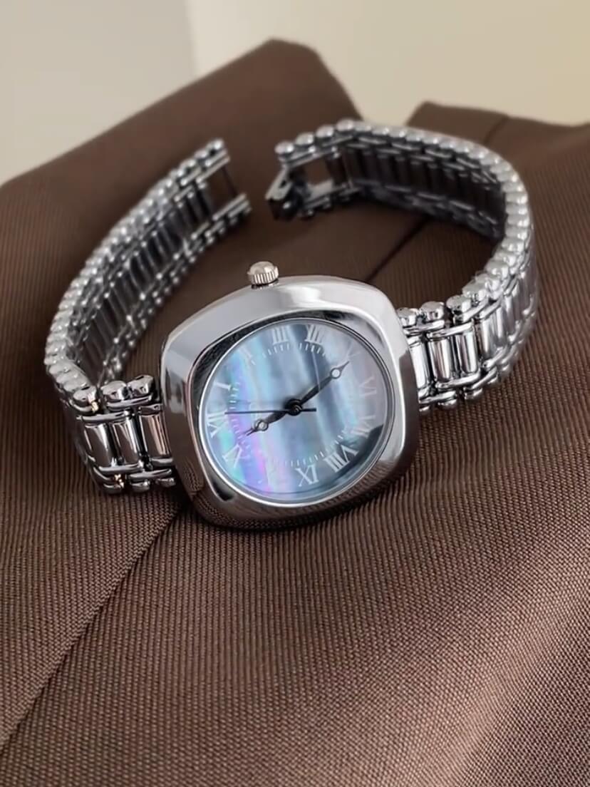 Blue Mother of Pearl Square Face Bracelet Watch