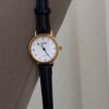 Classic Style Round Face Black/Brown Genuine Leather Watch