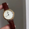 Classic Style Round Face Black/Brown Genuine Leather Watch