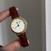 Classic Style Round Face Black/Brown Genuine Leather Watch