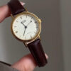 Classic Style Round Face Black/Brown Genuine Leather Watch